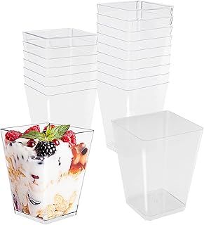 Coupelles Mini Verrines Carrées en Plastique Transparent – 50 x 50 x 80 mm – Capacité 175 ml